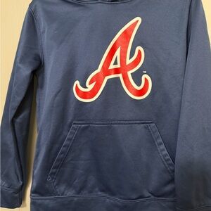 Genuine Merchandise Blue Hoodie with Red Logo